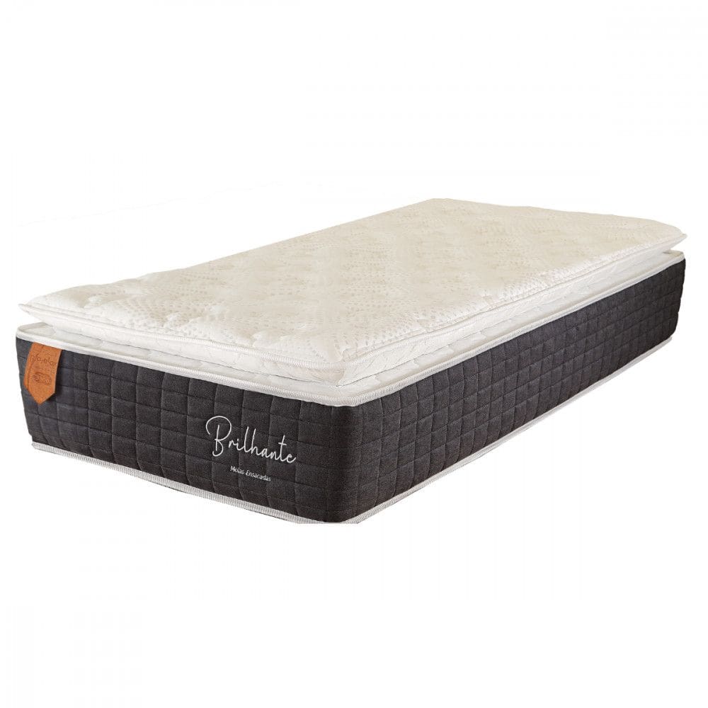 Colchão Solteirão 96x203x30cm Brilhante Mola Ensacada Grafite com Branco Prorelax