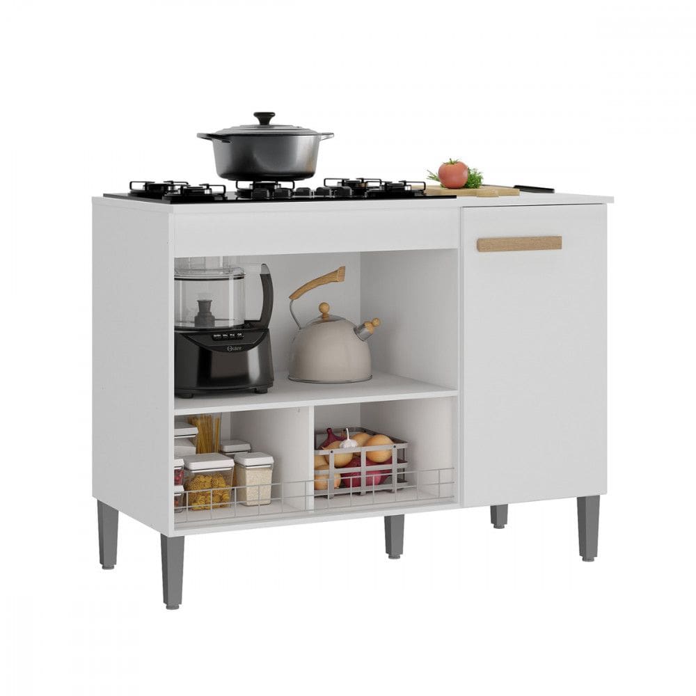 Balcão para Cooktop 5 Bocas e Forno Madri Branco Atualle