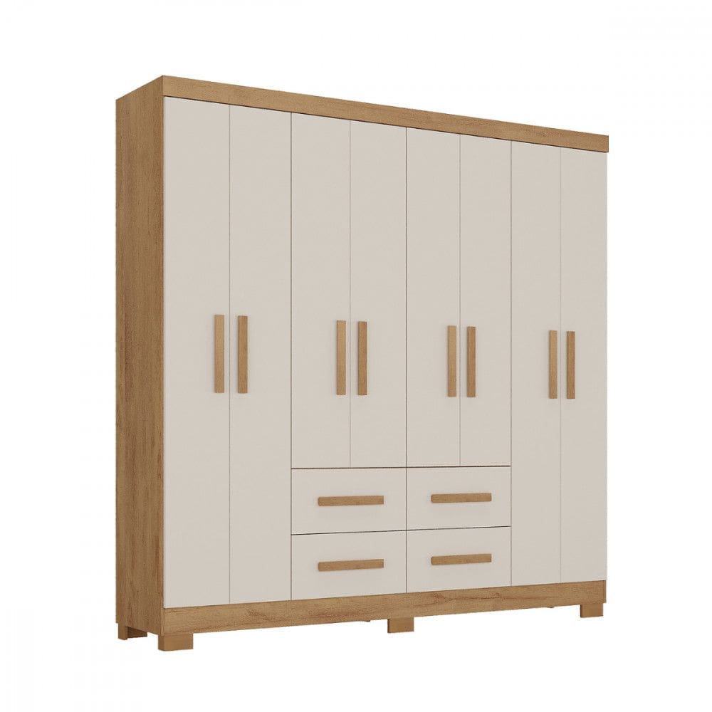 Guarda Roupa Casal 8 Portas Itapema Amadeirado com Reflecta Atualle