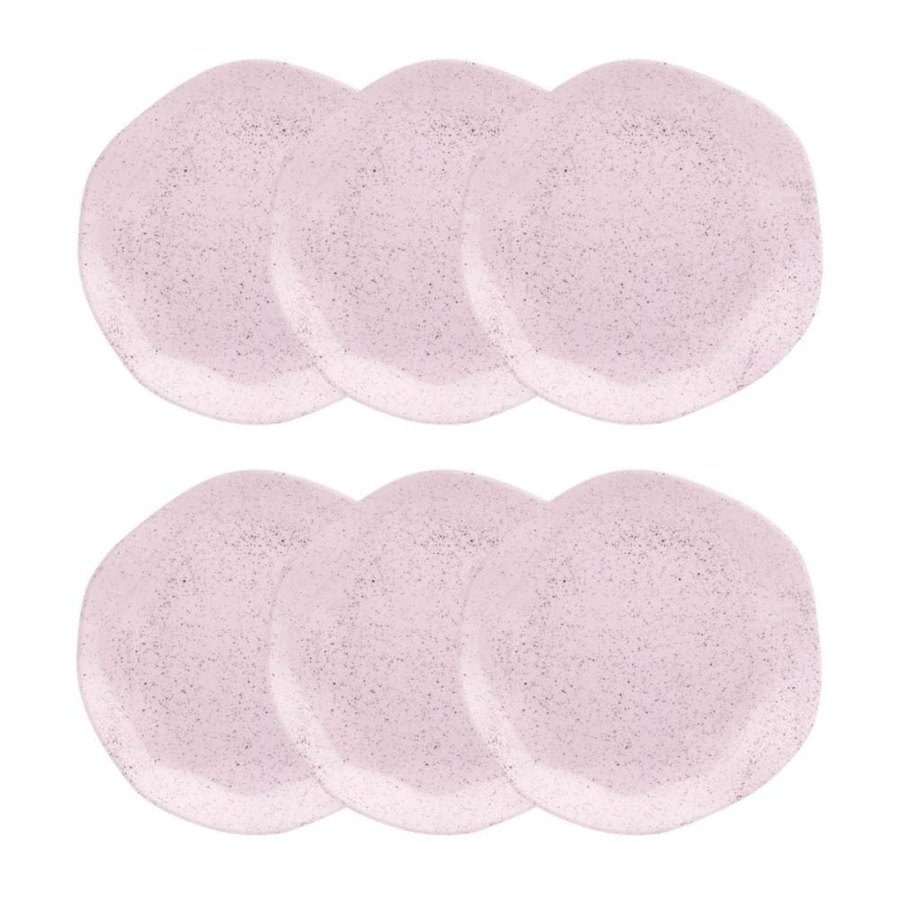 kIT 6 Pratos Sobremesa 21,5cm Ryo Pink Sand Porcelana Oxford