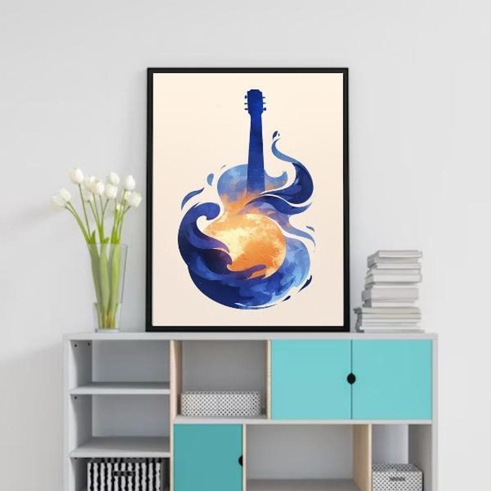 Quadro Decorativo Violão Abstrato - Sol 45X34Cm