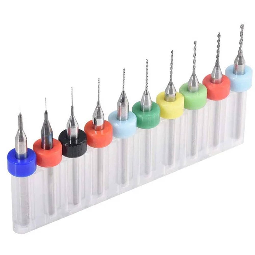Kit 10 Micro Brocas Tungstênio 0.1 A 1Mm Haste 3Mm Pcb Cnc