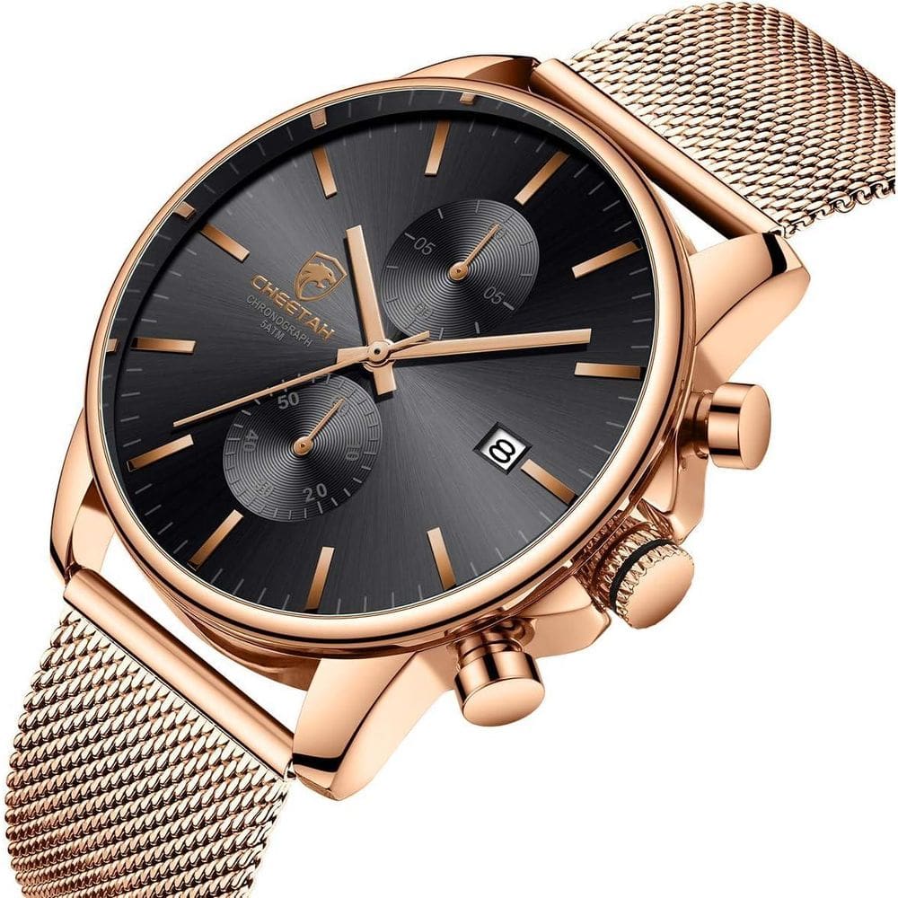 Relógio Masculino Analógico Cheetah 1604 Cronógrafo De Malha