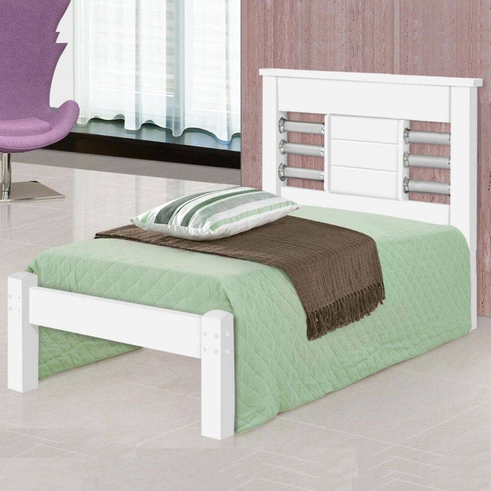 Cama de Solteiro Raissa Branco - J&a Móveis