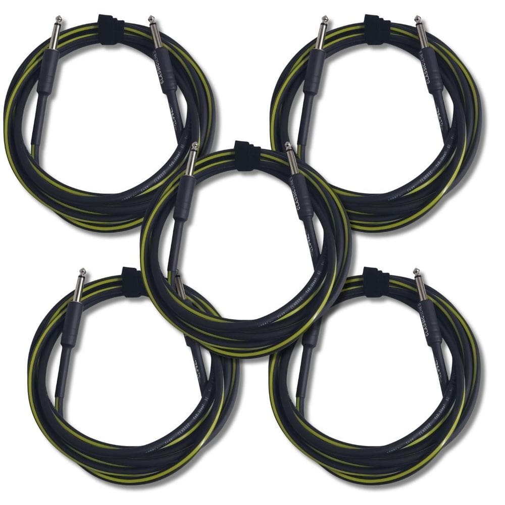 Kit 5 Cabo P10 + P10 3.05M 0.30Mm Classic Séries Preto E Am