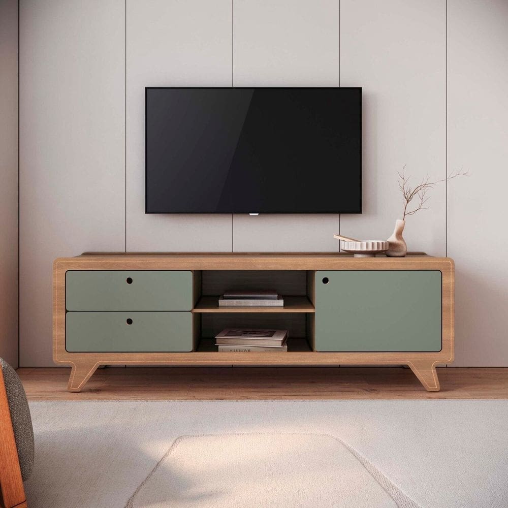 Rack para Tv 75 Polegadas 100% Mdf 180cm X 60cm Jimmy Louro Freijó Grann/ Verti