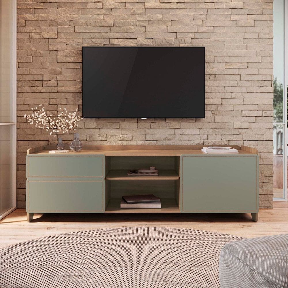 Rack para Tv 75 Polegadas 100% Mdf 58x182cm Flea Louro Freijó Grann/ Verti