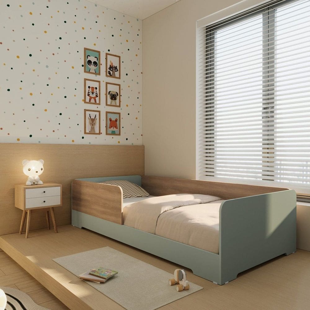 Cama Infantil Montessoriana Mark em Mdf 1,5cm 193cm X 93cm Verti/Louro Freijó Grann