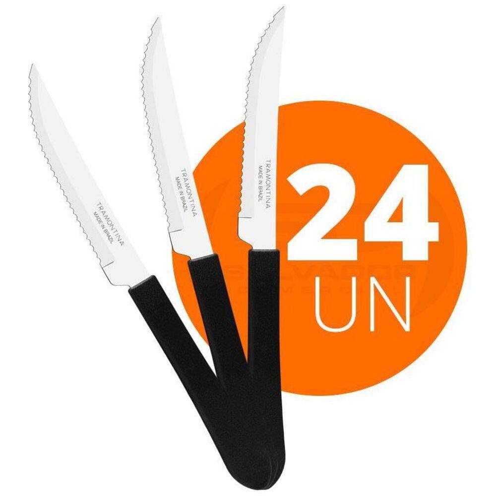 24 Facas Churrasco Leme Lâmina Aço Inox Fpbag Tramontina