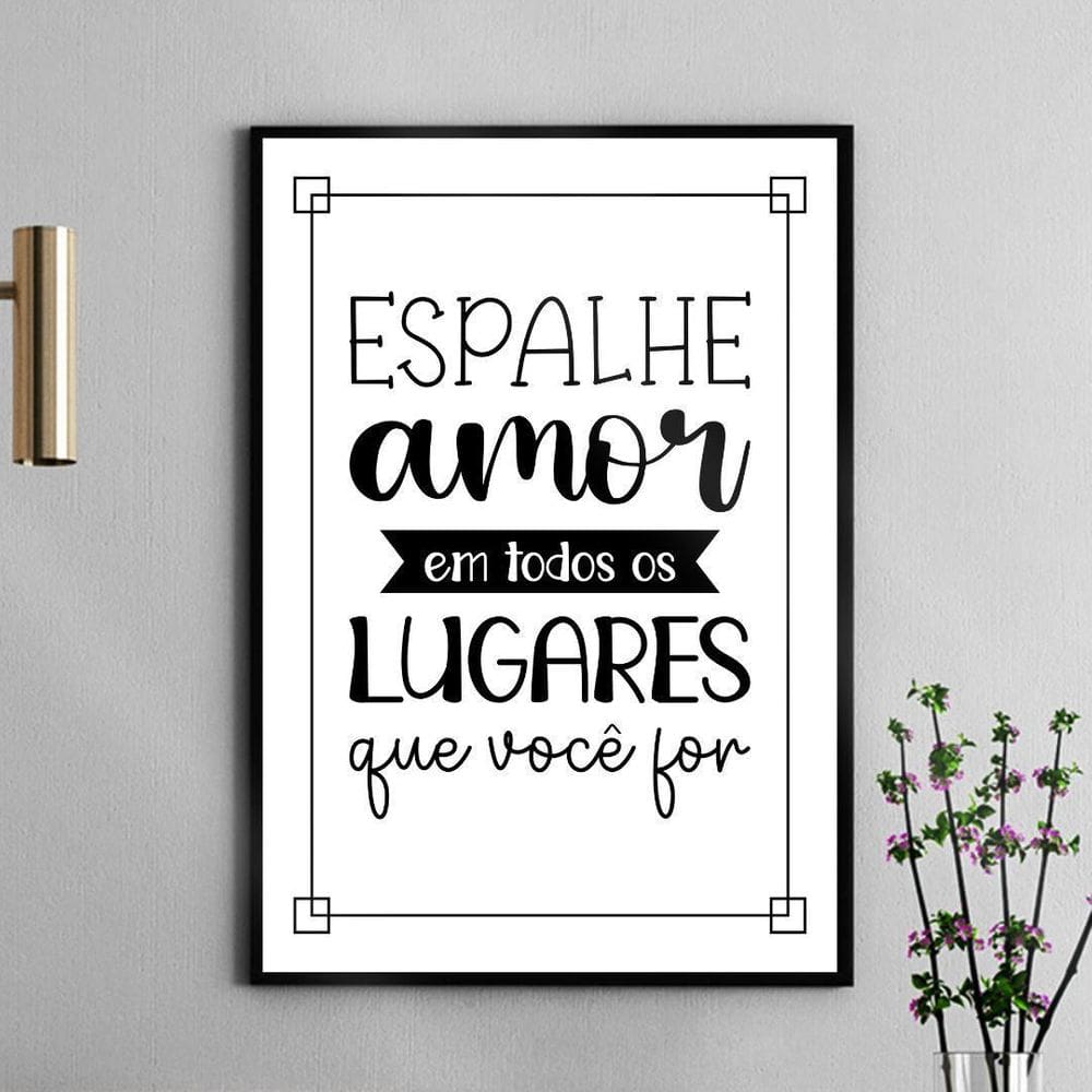 Quadro Espalhe Amor Em Todos Os Lugares 24X18Cm - Com Vidro