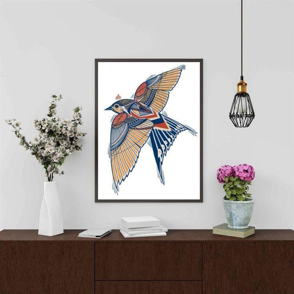 Quadro Arte Andorinha Moderna 33X24Cm - Com Vidro