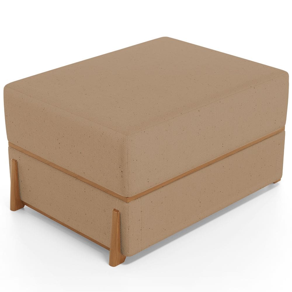 Puff Decorativo Retangular Para Sala de Estar Domus L02 Linho Bege Escuro - Lyam Decor