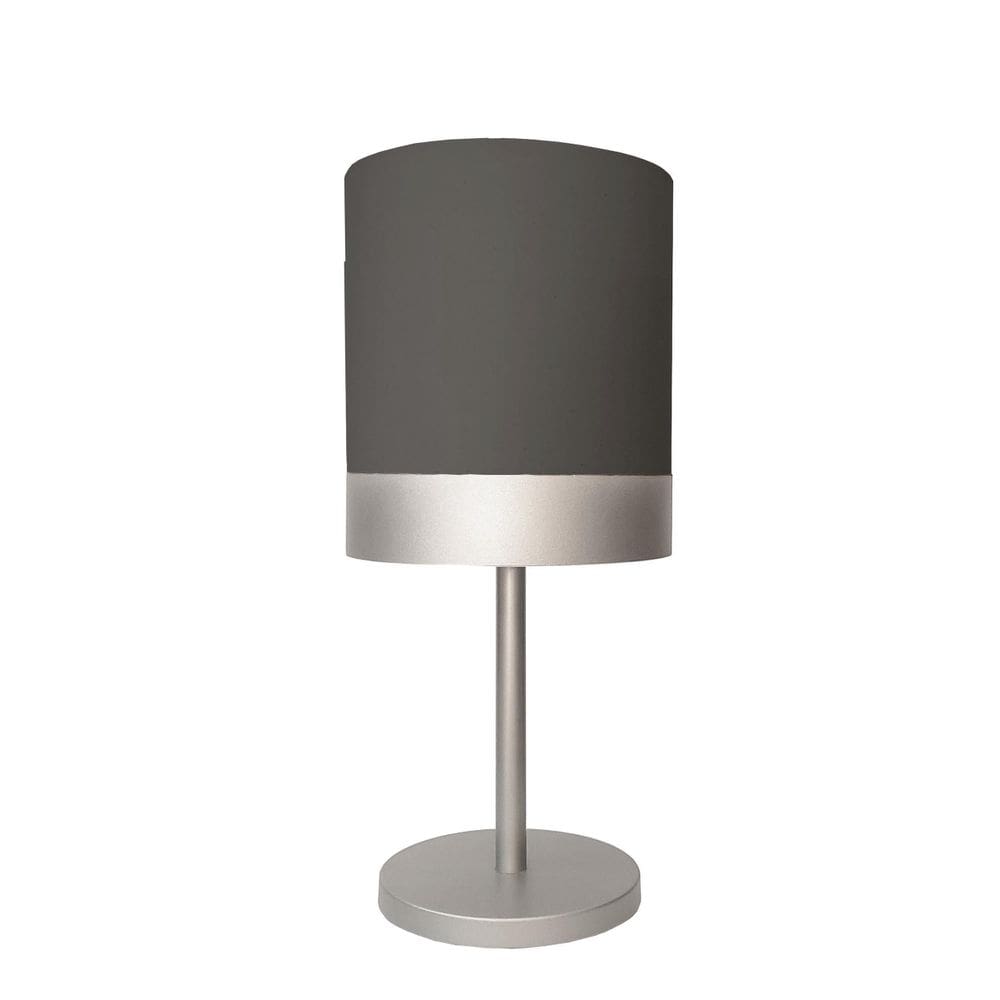 Abajur Alumínio Prata Cúpula Preta 20x43 - Quarto Elegante