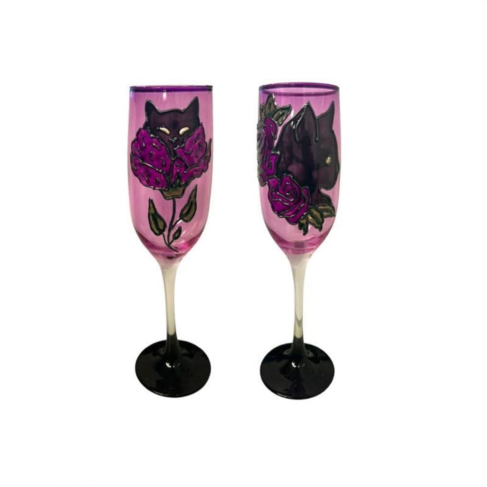 Kit Com 2 Taças Pomba Gira Maria Mulambo Cristal Roxo 150 Ml