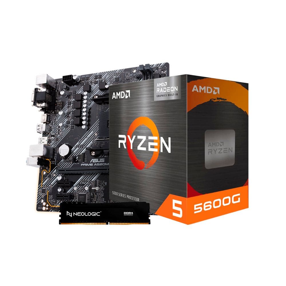Kit Upgrade Amd Ryzen 5 5600G, Placa Mae A520m-E Prime Asus, 8Gb Ddr4, Neologic - Nli84109