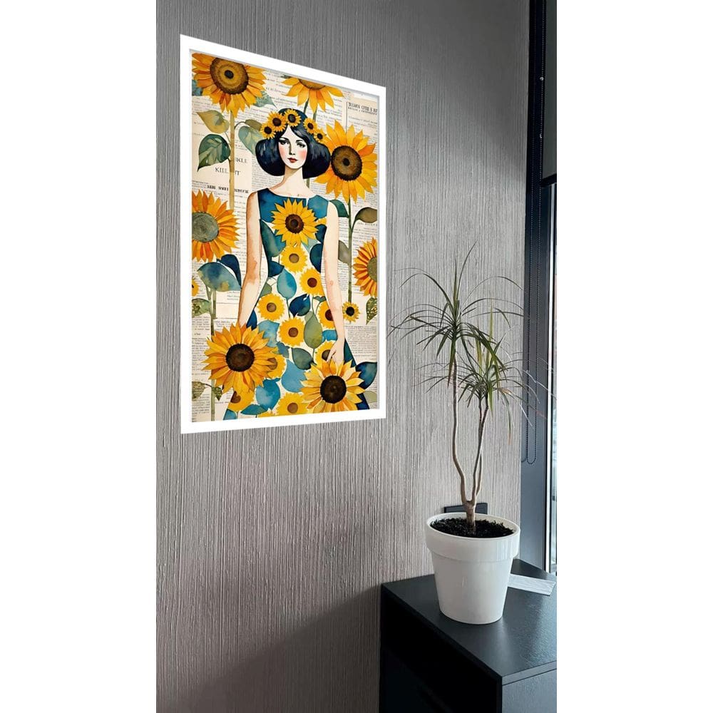 Quadro Decorativo Mulher Girassol - 70X50Cm