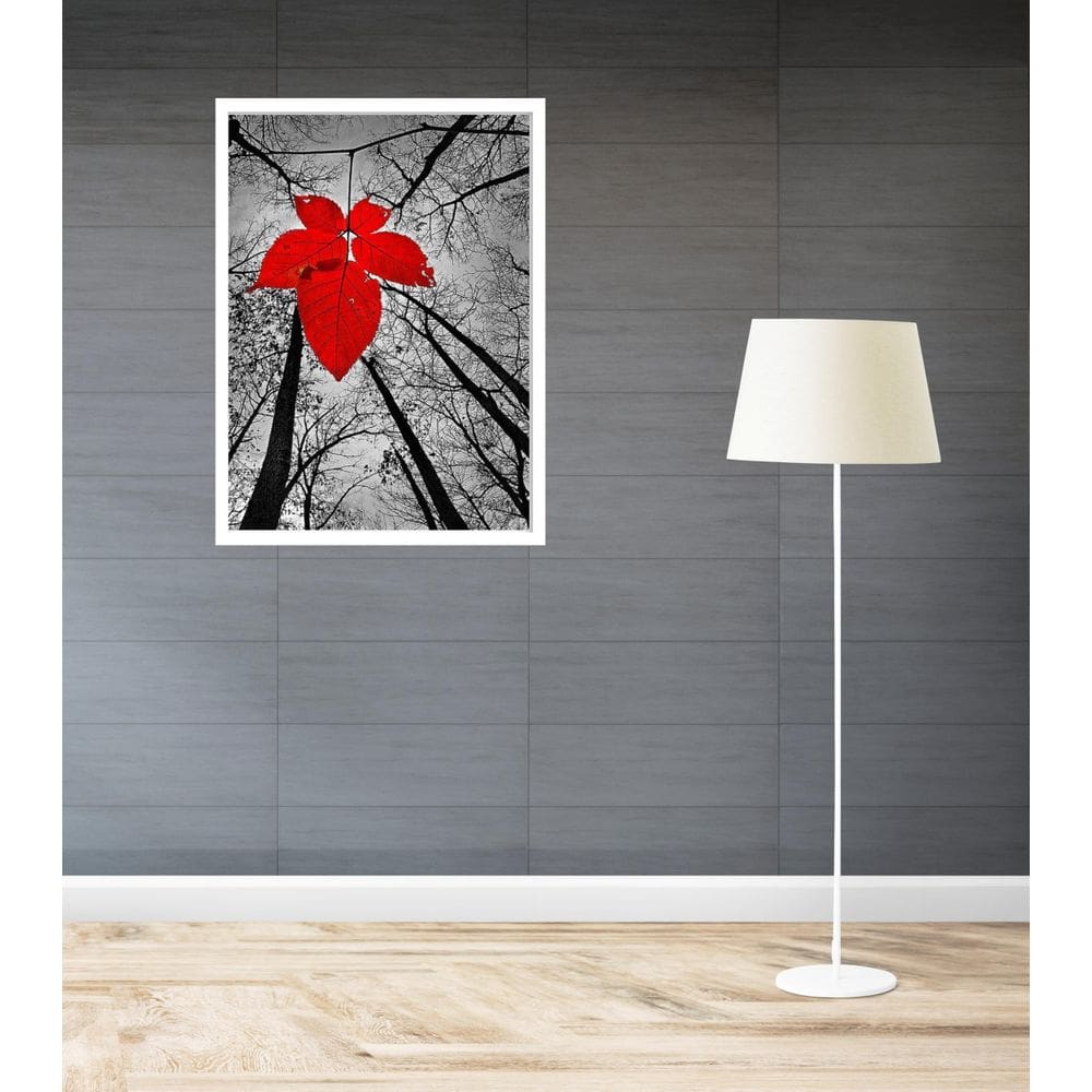 Quadro Decorativo Folha Vermelha - 70X50Cm