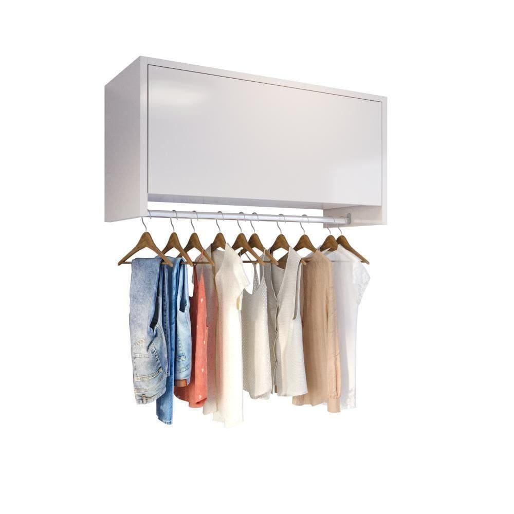 Armário Suspenso Delta - 1 Porta Com Cabideiro Em Mdp Off White - J3 Móveis Off White