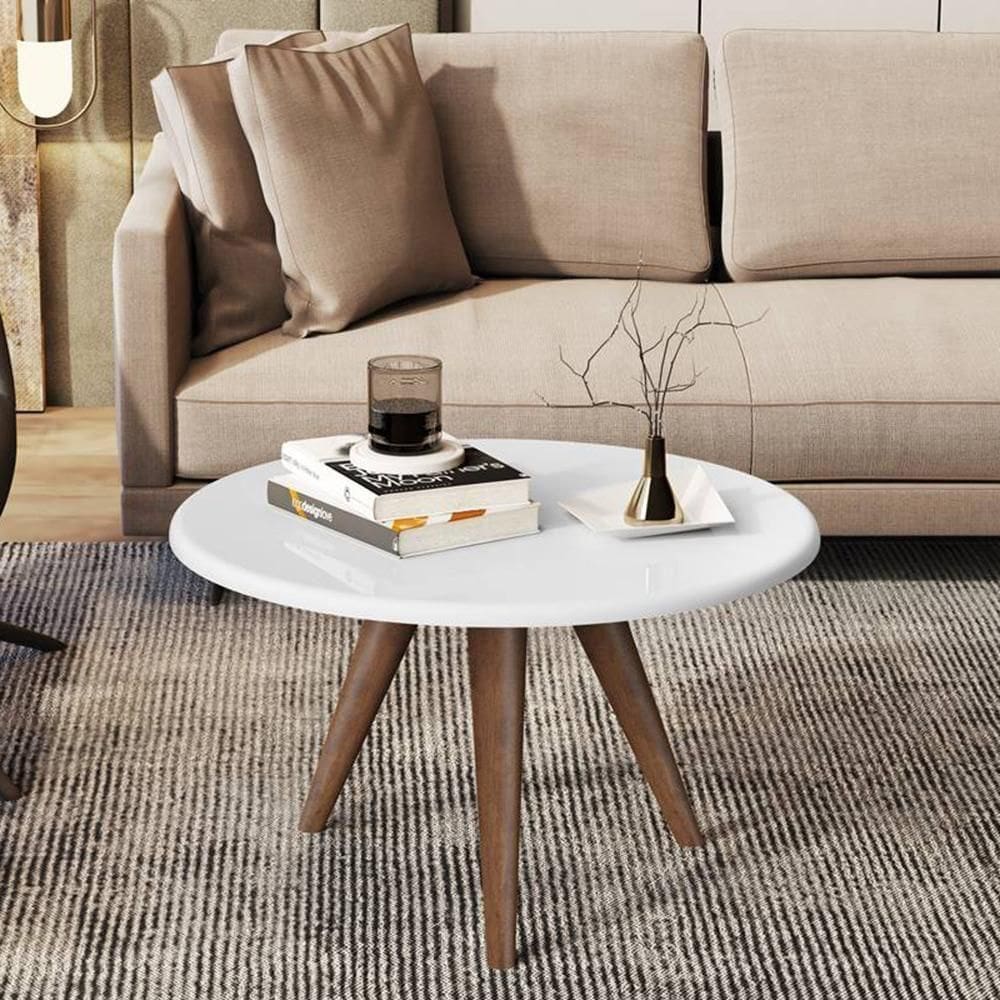 Mesa De Centro Tampo Redondo 52x33cm Grazy Branco
