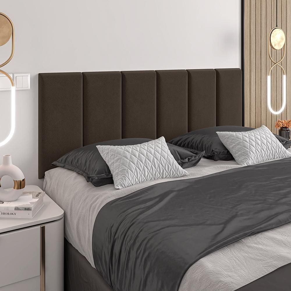 Cabeceira Almofadada Grazy - 140cm Suspensa Suede Mdf Marrom - Movelove Marrom