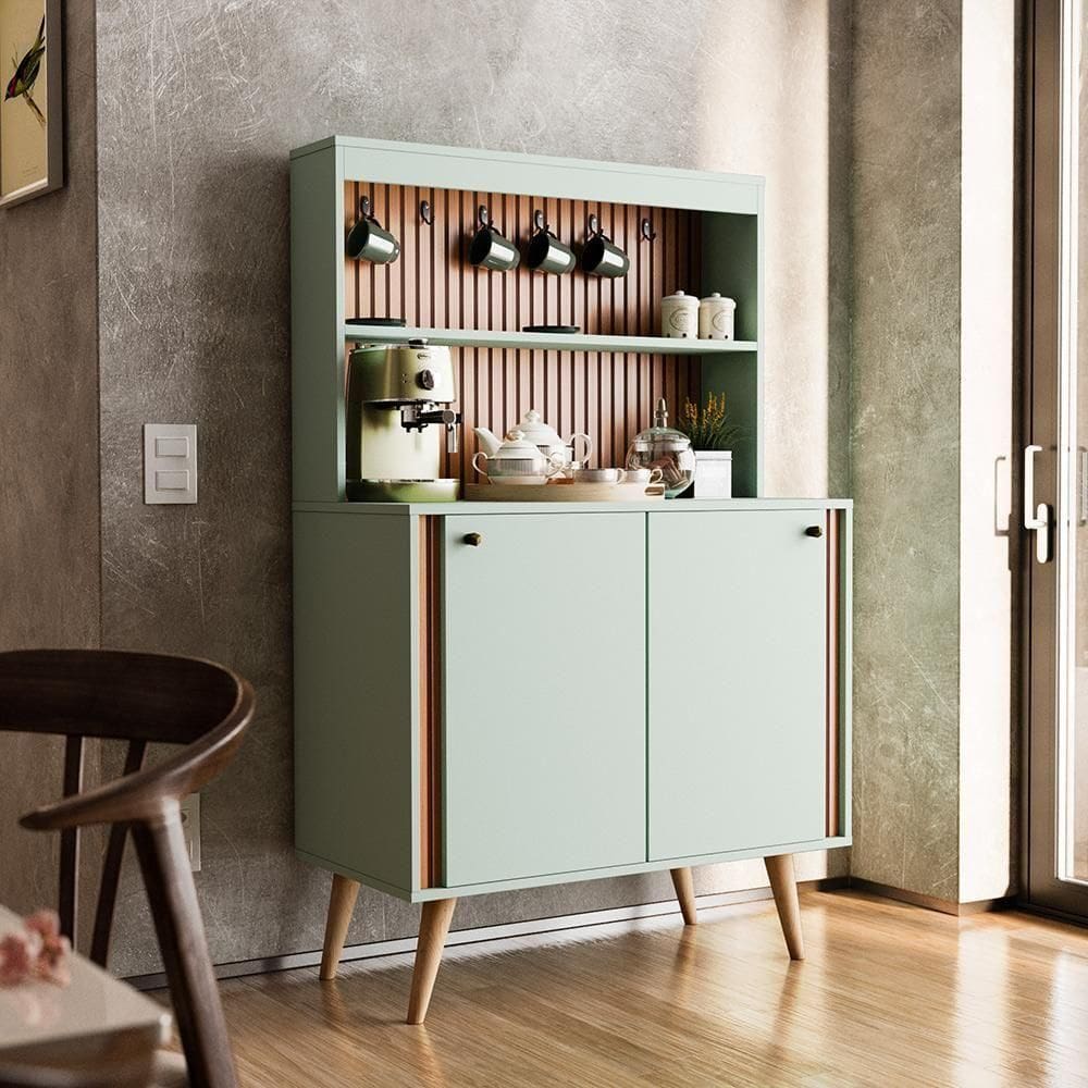 Aparador Buffet Cantinho Do Café Dolce Com Efeito Ripado Movelove - Menta-freijó Ripado