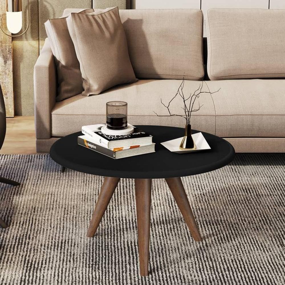 Mesa De Centro Tampo Redondo 52x33cm Grazy Preto
