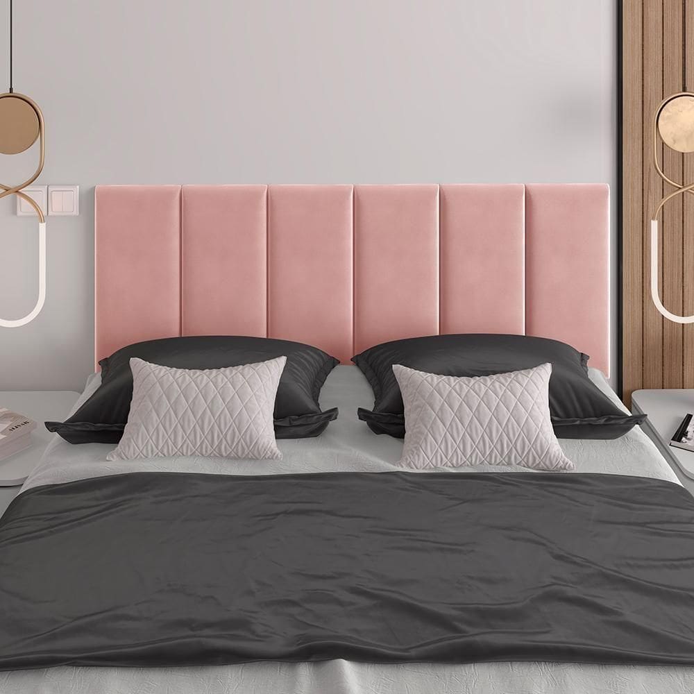 Cabeceira Almofadada Grazy - 140cm Suspensa Suede Mdf Rosa - Movelove Rosa