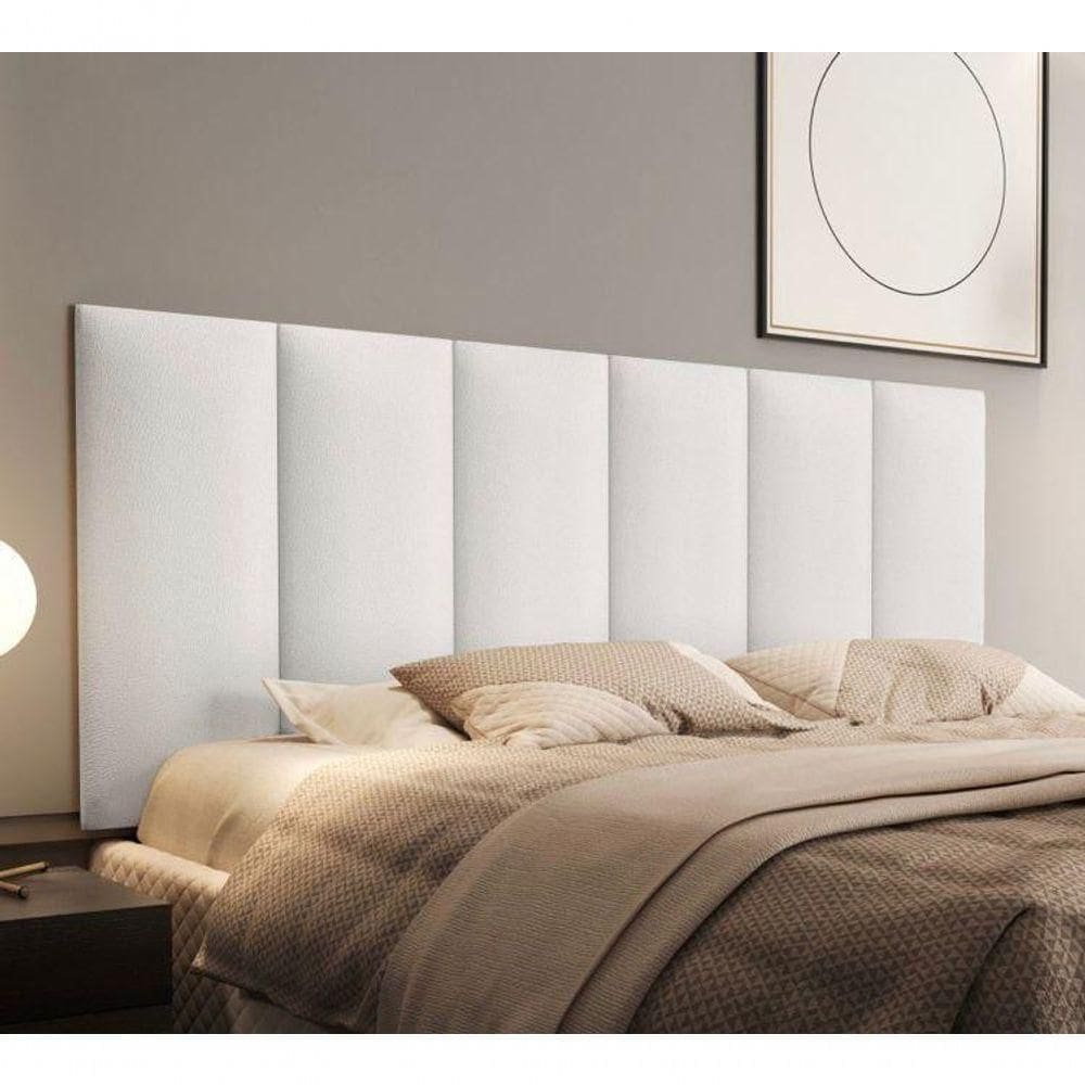 Cabeceira Almofadada Grazy - 140cm Suspensa Suede Mdf Branco - Movelove Branco