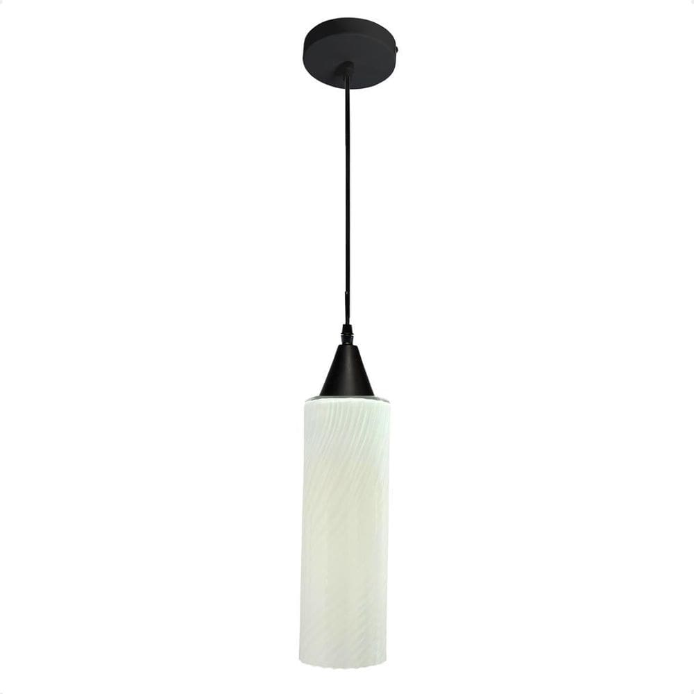 Lustre Pendente Taschibra Anne Branco Leitoso E27 Preto