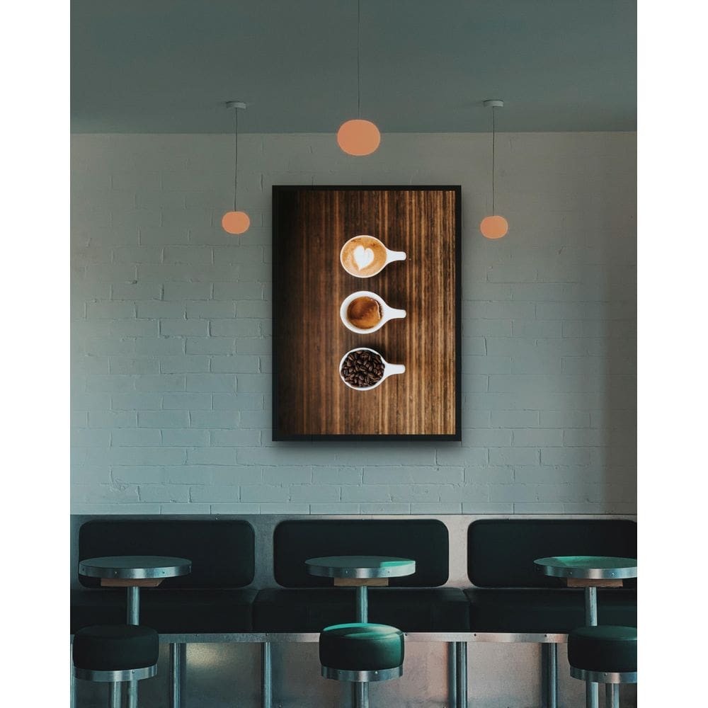 Quadro Decorativo Xícaras Café Madeira - 70X50Cm