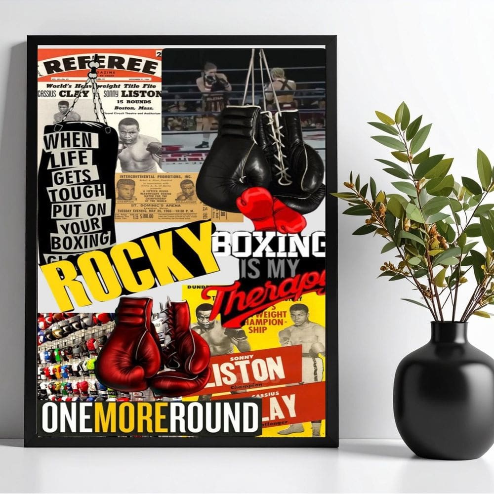 Quadro Decorativo Boxe Colagem 33X24Cm