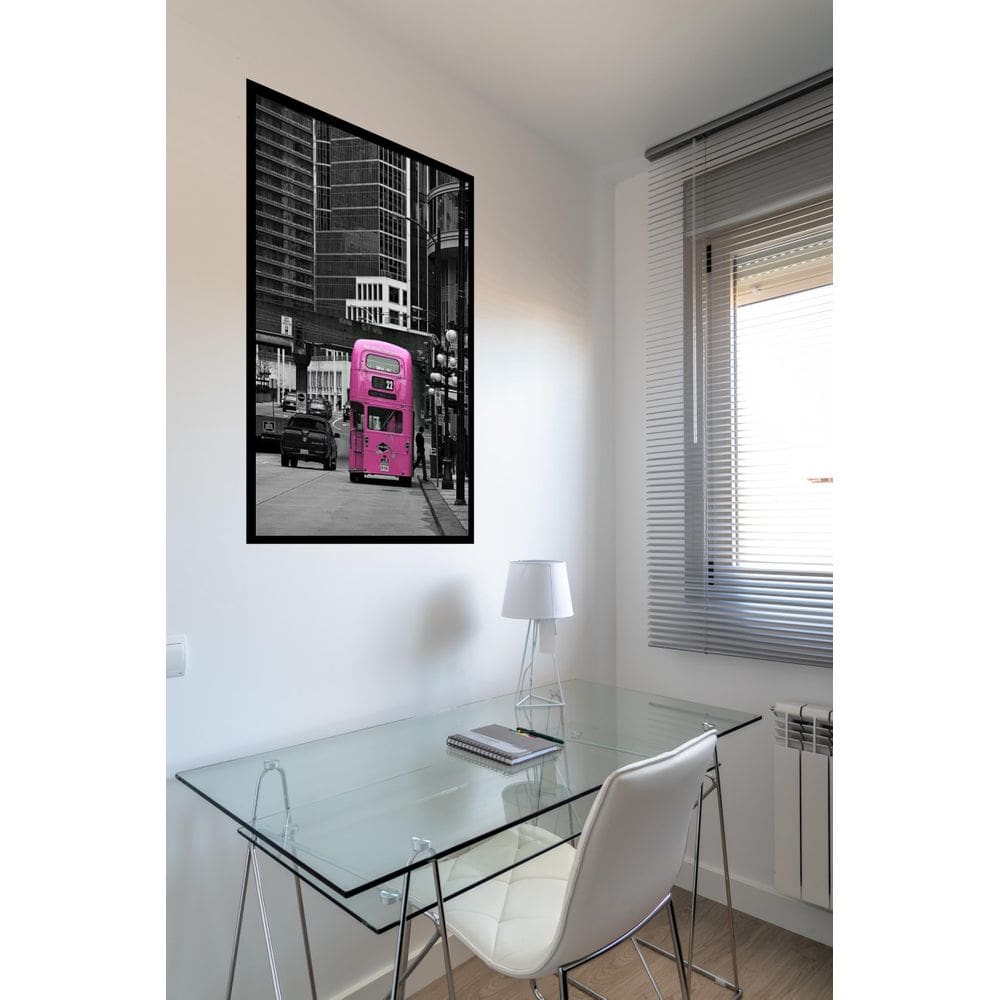 Quadro Decorativo Londres Bonde Rosa - 70X50Cm