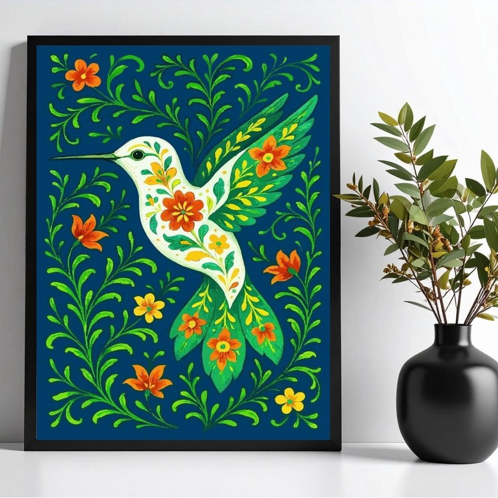 Quadro Beija-Flor Colibri Floral Farm 24X18Cm