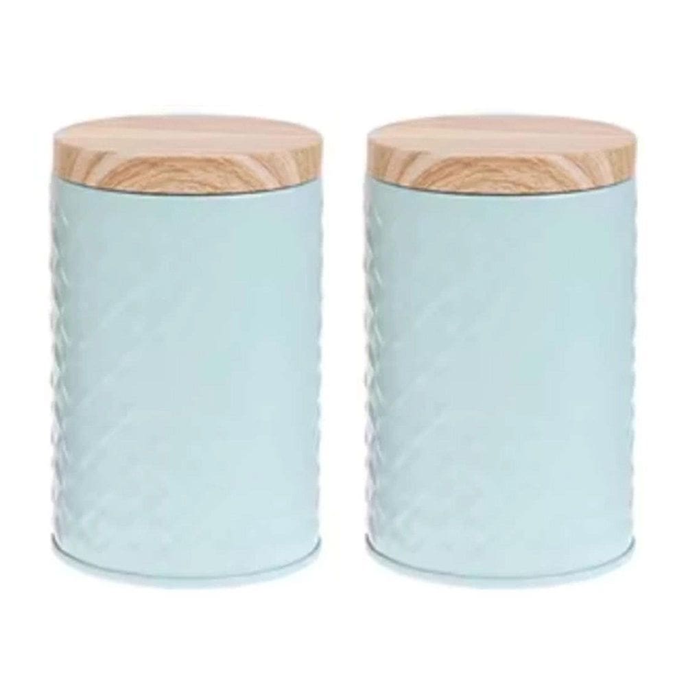 Kit 2 Lata Biscoito Organizador Decorativo Metal Azul