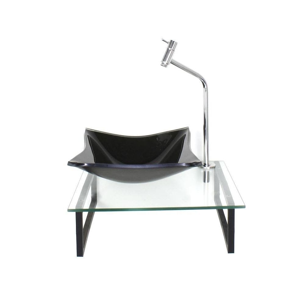 Kit Cuba Vidro Quadrada 10Mm Grafite Tampo 40Cm Incolor E