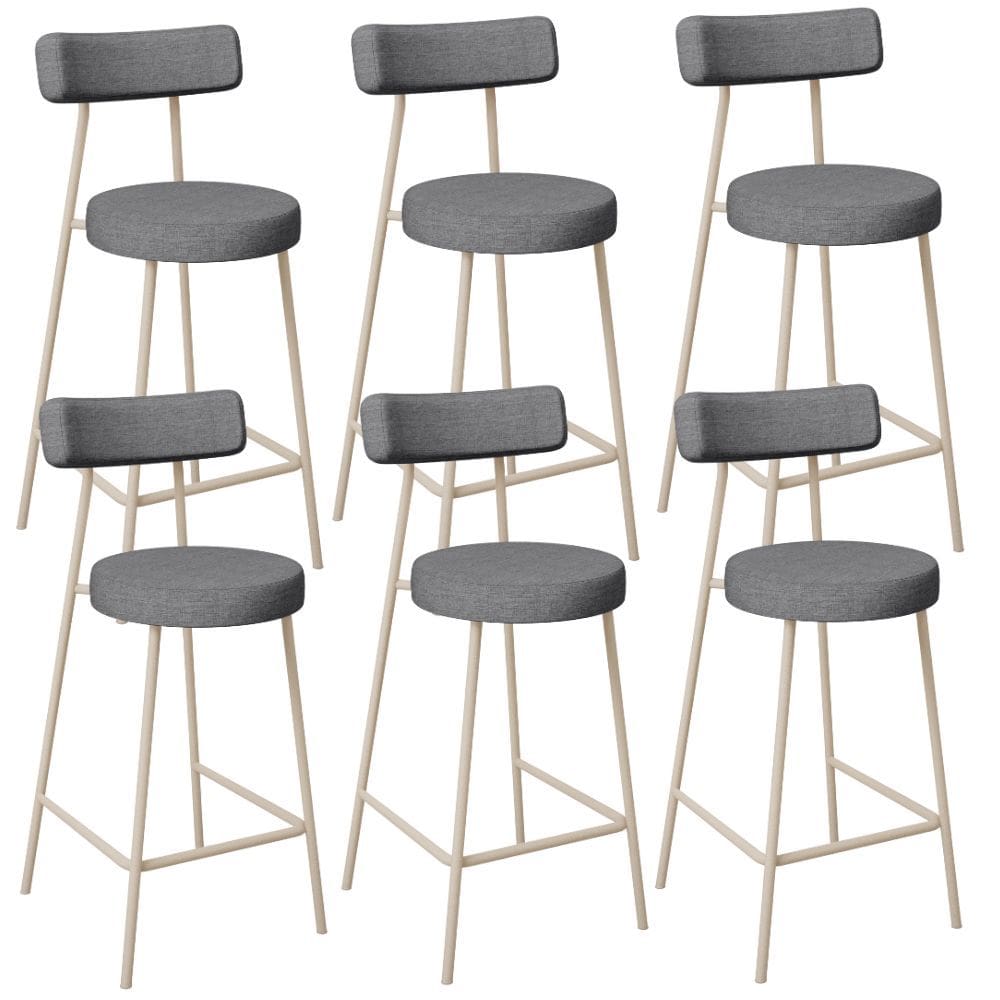 Kit 06 Banquetas Baixa Cozinha Sala Jantar Bancada Milão Arena L02 Linho Cinza Escuro -LyamDecor