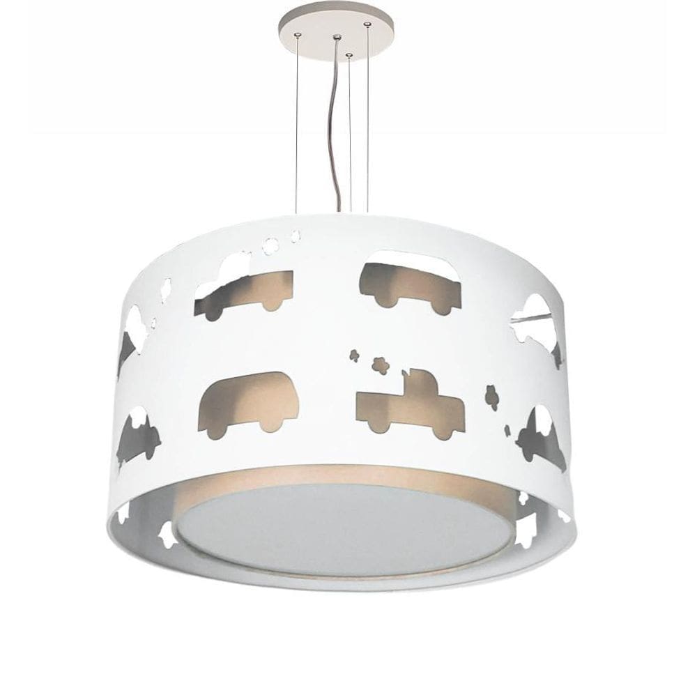 Lustre Infantil Pendente Carrinhos Cáqui 30X16