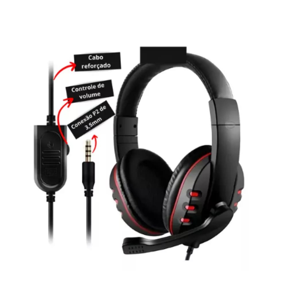 Fone De Ouvido Headset Gamer Com Microfone P2