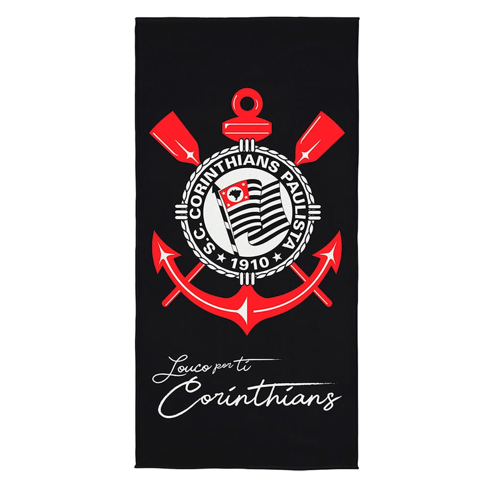 Toalha De Banho Aveludada Corinthians Oficial 75cm x 1,40m
