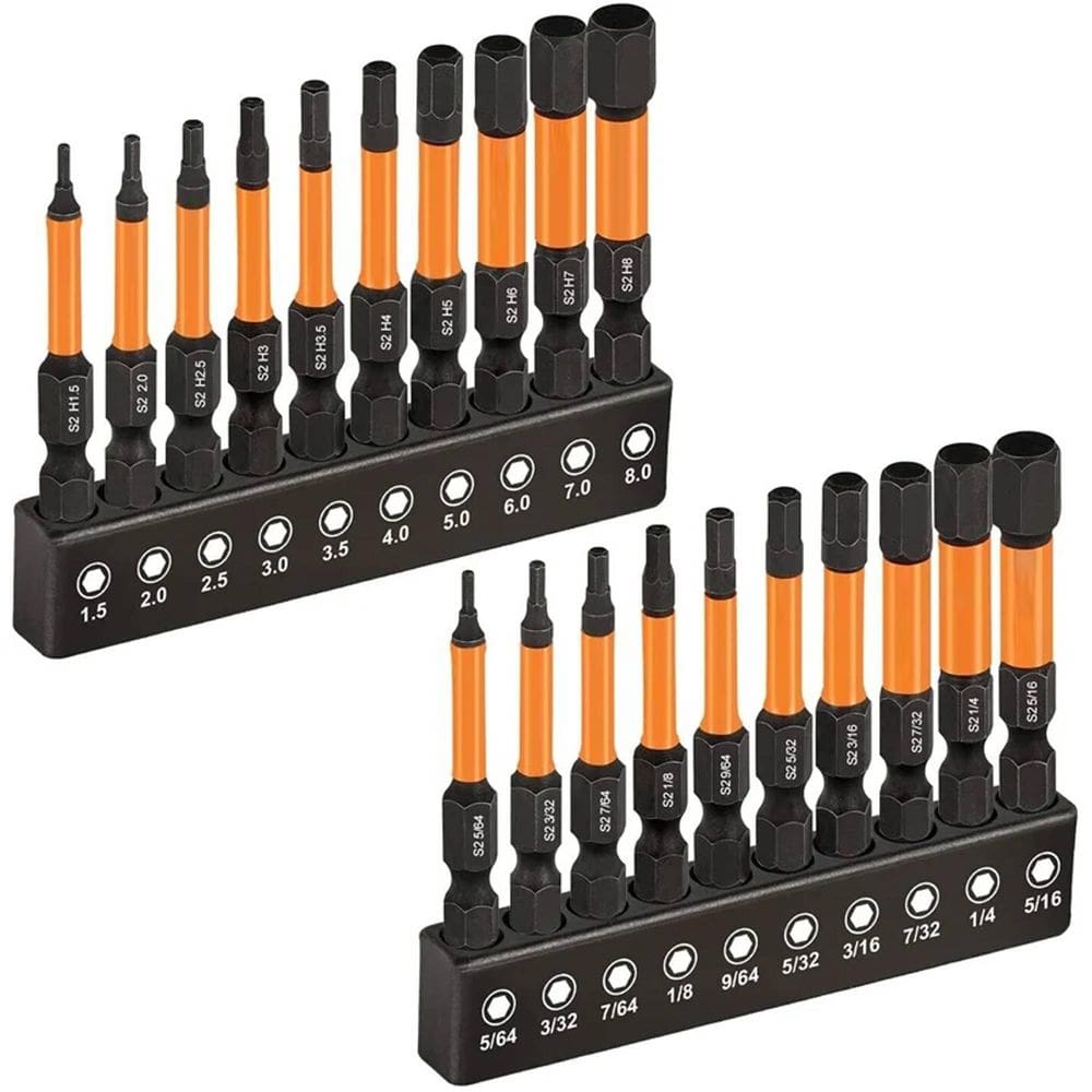 Kit 20 Pontas Bits Allen De Impacto Com Zona De Torção E Imã