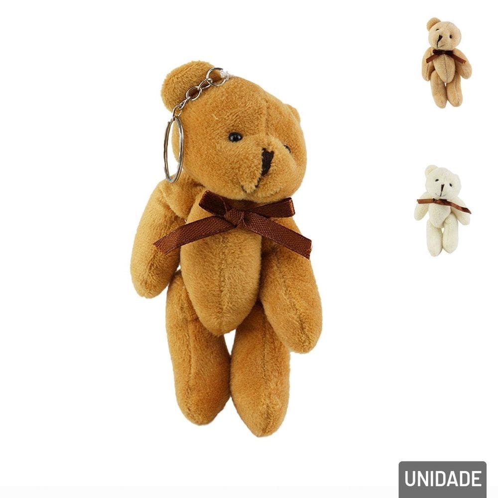 Chaveiro de Pelúcia 13cm Urso com Laço Color - Tudo em Caixa