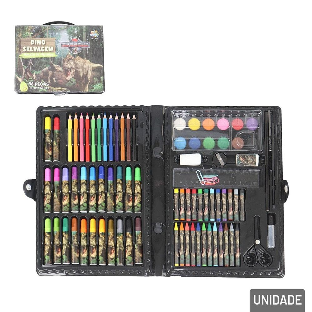 KIT Escolar 86 Peças Pintura Dino Selvagem