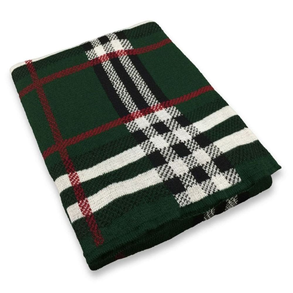 Manta DeTricot Xadrez Tricô Verde 90x1,80cm 50801419