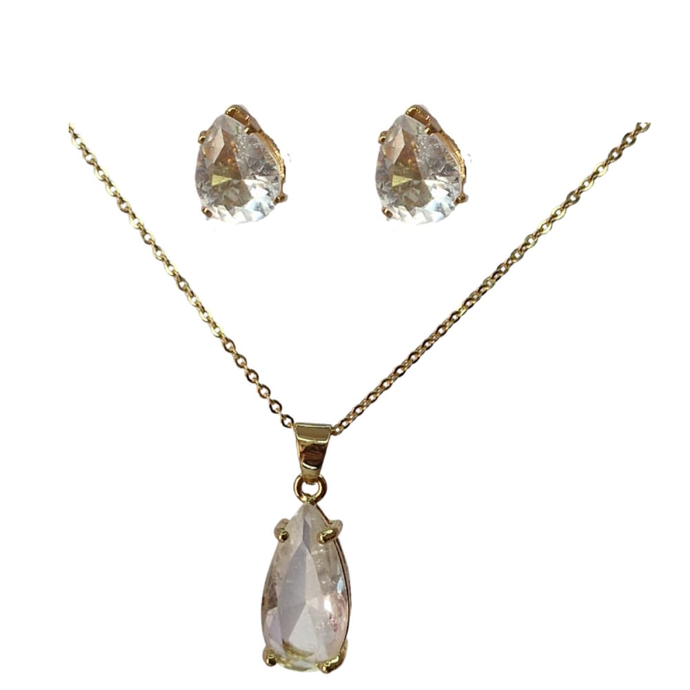 Conjunto Pingente Pedra Gota