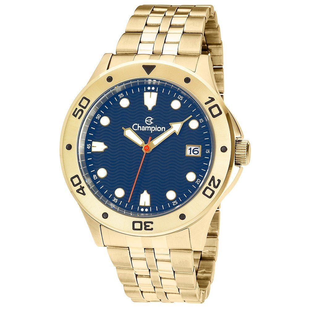 Relógio CHAMPION masculino analógico dourado azul CA31453A
