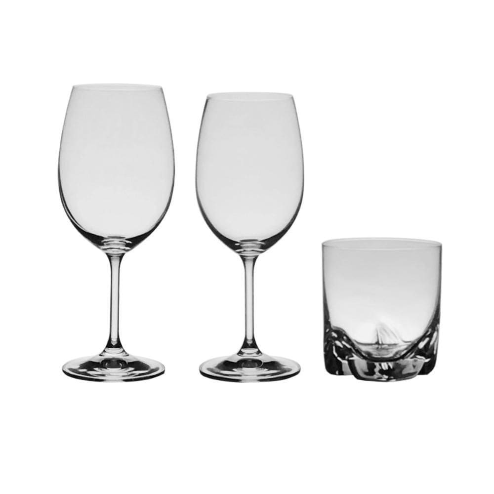 18 Peças De Cristal Bohemia Para Água, Vinho Tinto E Whisky