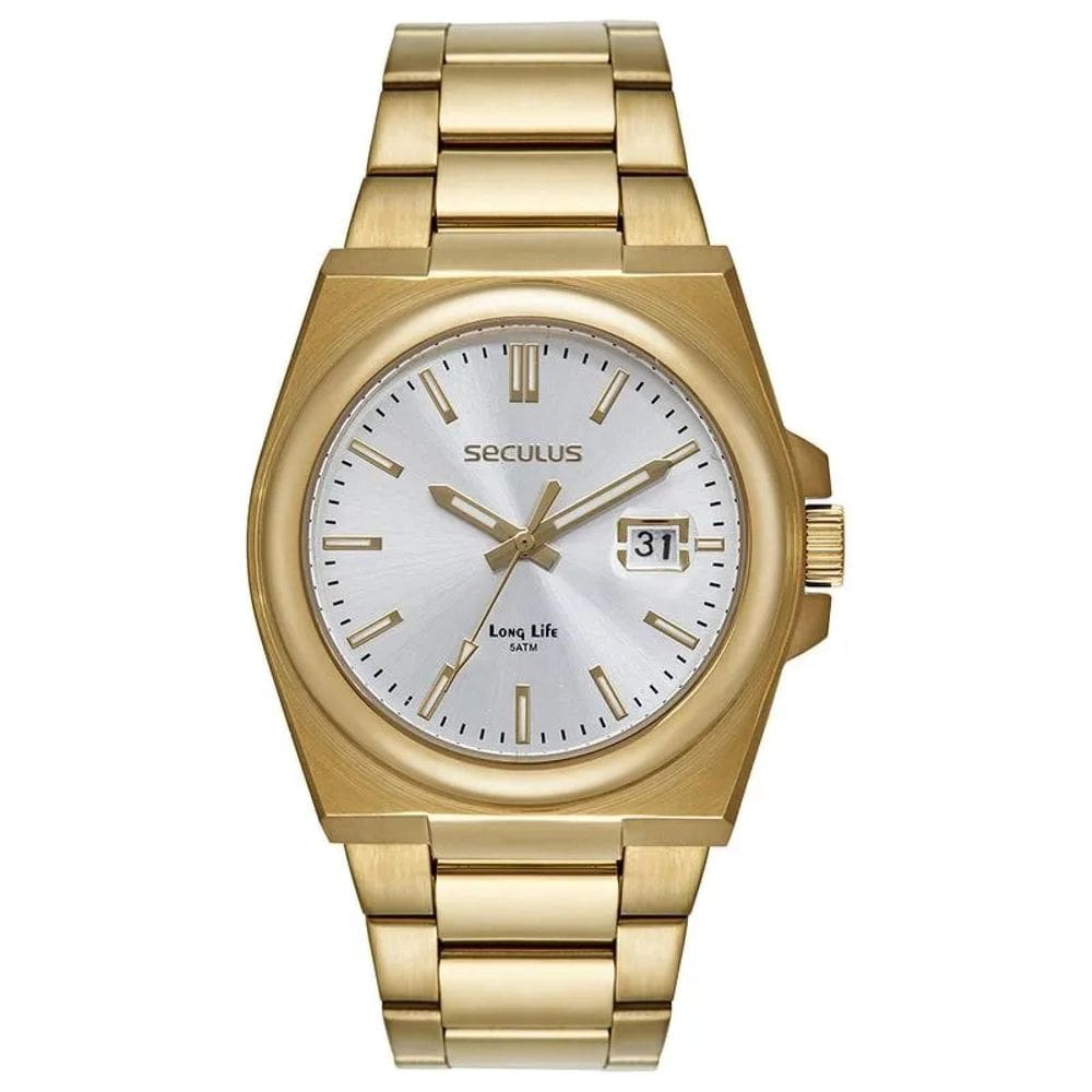 Relógio Seculus Long Life 44263Gpsvda2 Aço Social Calendário