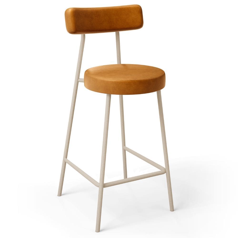 Banqueta Baixa Cozinha Sala Jantar Bancada Milão Arena L02 Couríssimo Whisky -LyamDecor