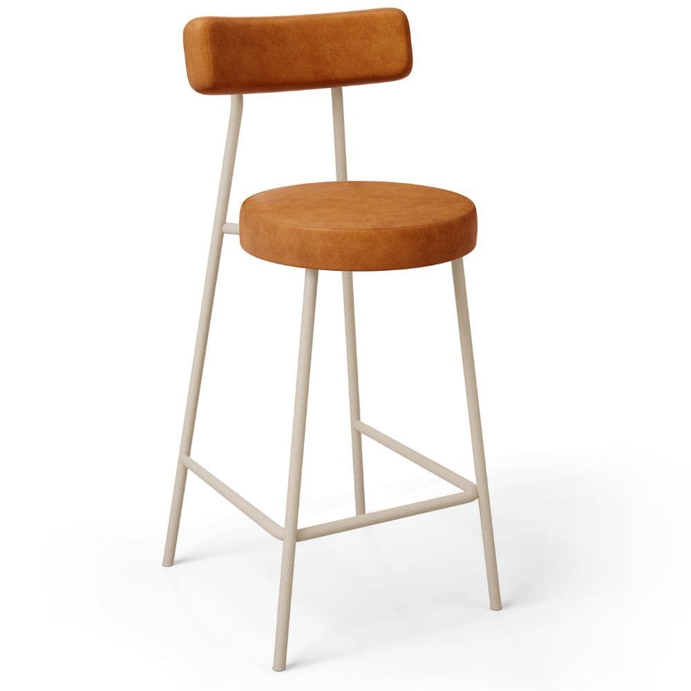 Banqueta Baixa Cozinha Sala Jantar Bancada Milão Arena L02 Couríssimo Canela -LyamDecor