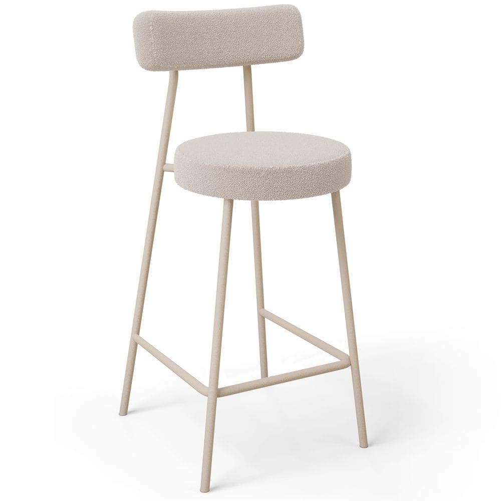 Banqueta Baixa Cozinha Sala Jantar Bancada Milão Arena L02 Bouclê Creme -LyamDecor